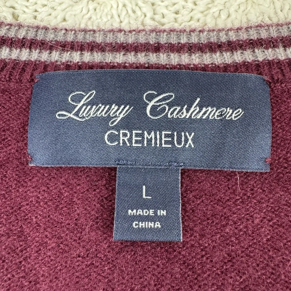 daniel cremieux Luxsury Cashmere V Neck Sweater Men's Large Burgundy Pullover